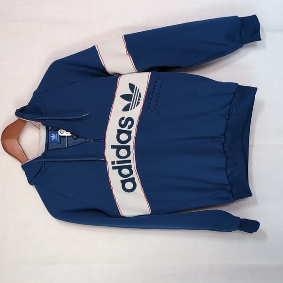 Adidas Blue Hooded Quarter Zip Sweatshirt Size Extra Small - Picture 2 of 6